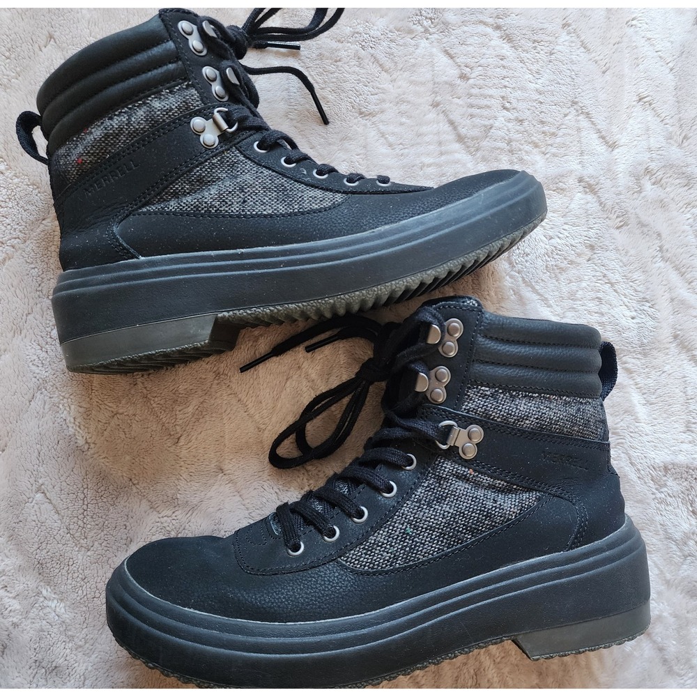 Merrell Holly 2 Waterproof Womens Black Combat Boots J003892 Size 7